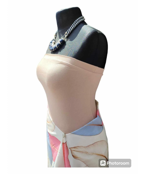 Krótki top damski plażowy Bluzka bez ramiączek - beżowy